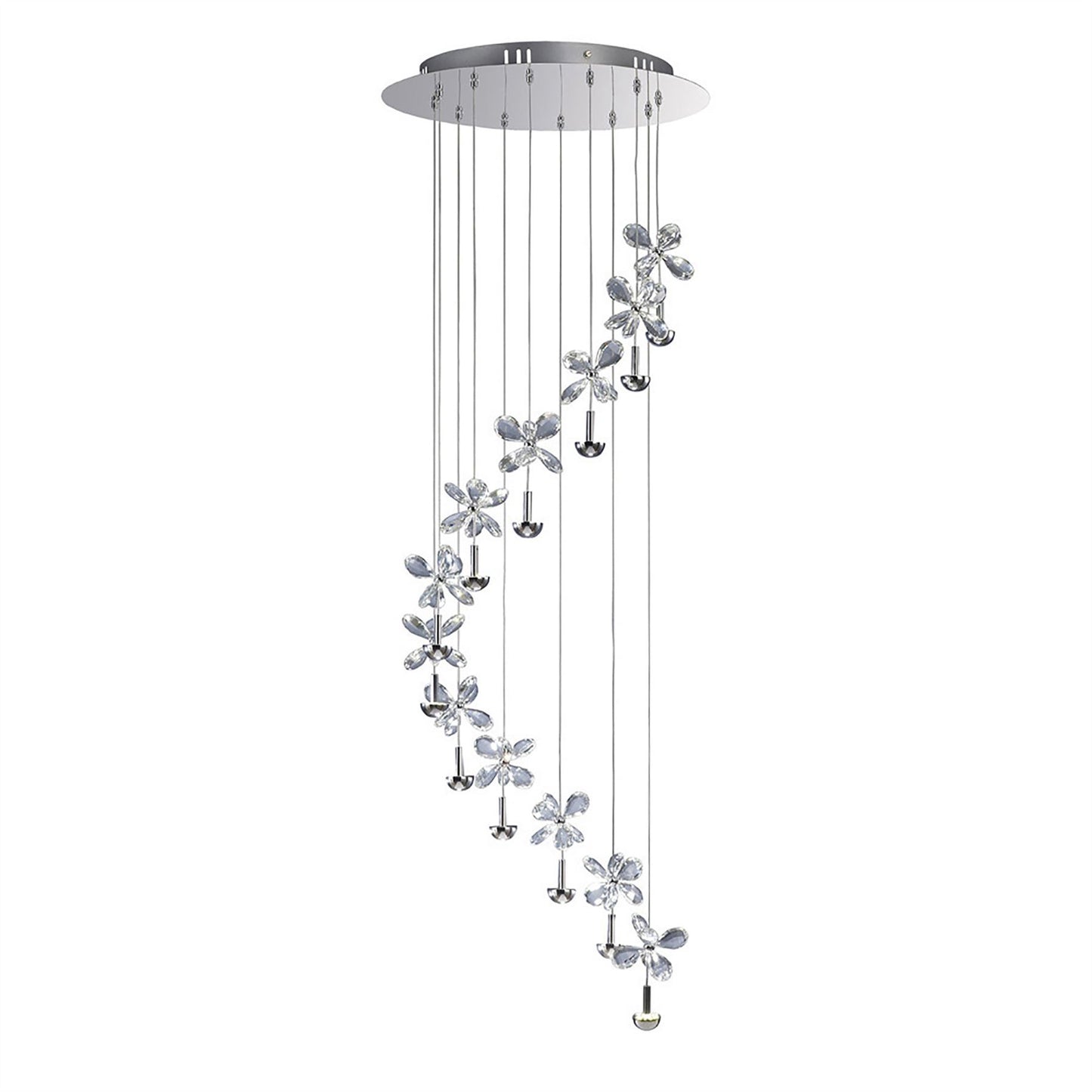 Diyas Aviva 45cm  12 Light 4000K LED Polished Chrome/Crystal Ceiling Pendant Light Fitting