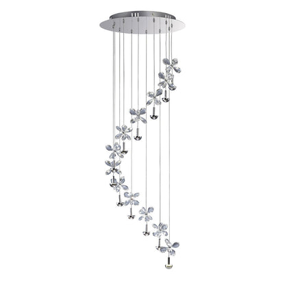 Diyas Aviva 45cm  12 Light 4000K LED Polished Chrome/Crystal Ceiling Pendant Light Fitting