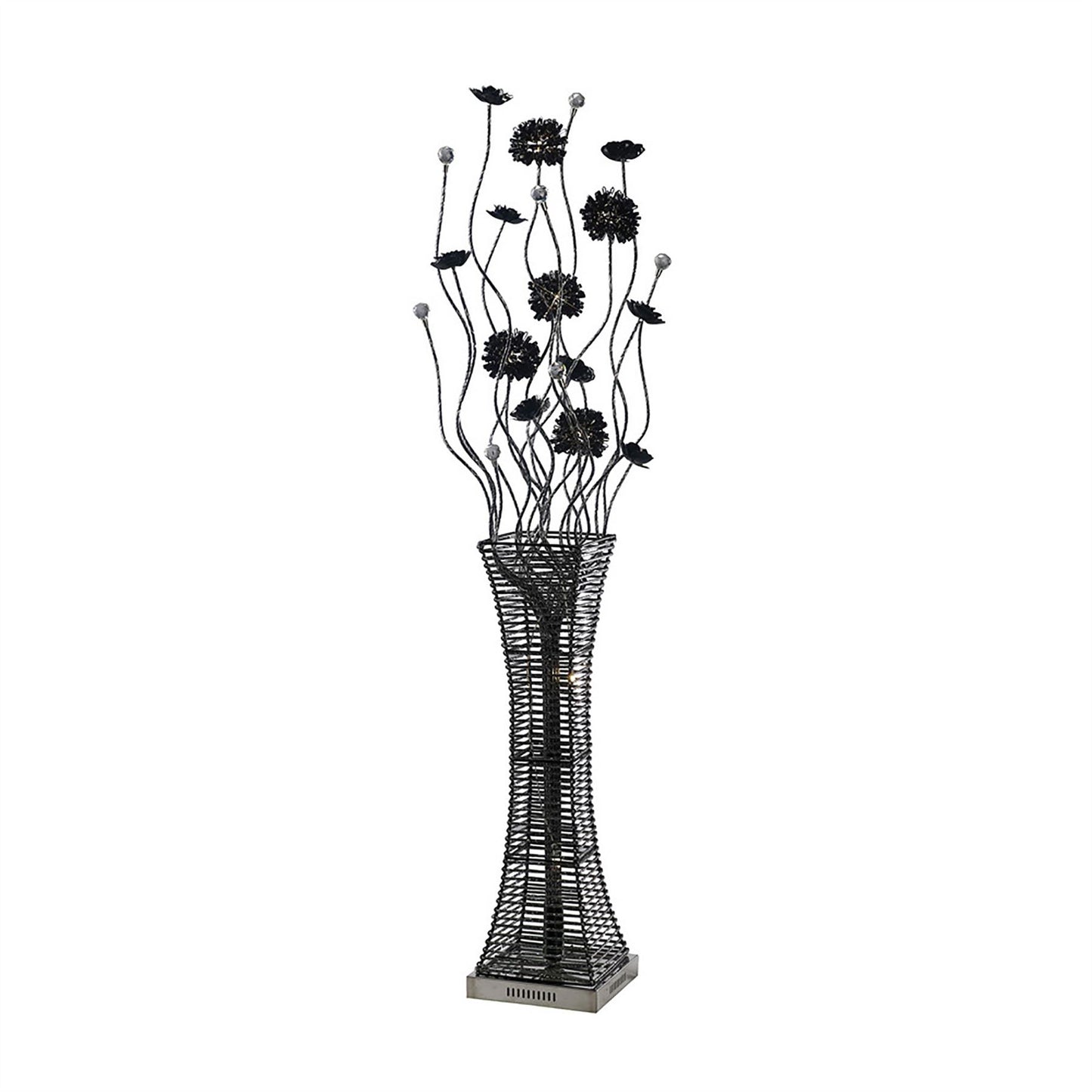 Diyas Home Majella Aluminium (DH) Majella Floor Lamp 7 Light G4 Polished Chrome/Black/Crystal, NOT LED/CFL Compatible