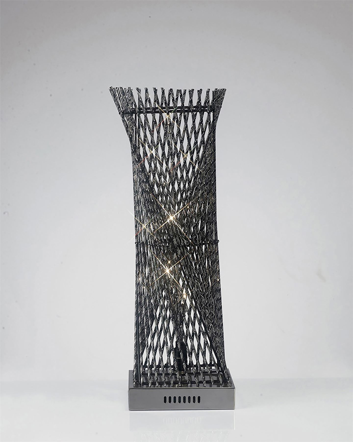 Diyas Home Arista Aluminium (DH) Arista Square Twisted Table Lamp 5 Light G4 Polished Chrome/Black, NOT LED/CFL Compatible