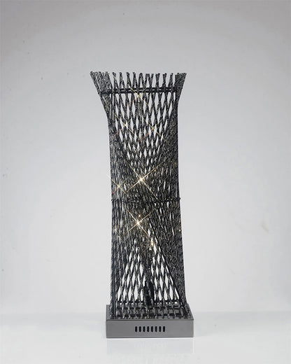 Diyas Home Arista Aluminium (DH) Arista Square Twisted Table Lamp 5 Light G4 Polished Chrome/Black, NOT LED/CFL Compatible