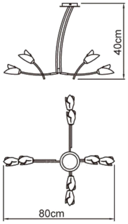 Mantra Pietra Pendant 4 Arm 8 Light G9, Polished Chrome