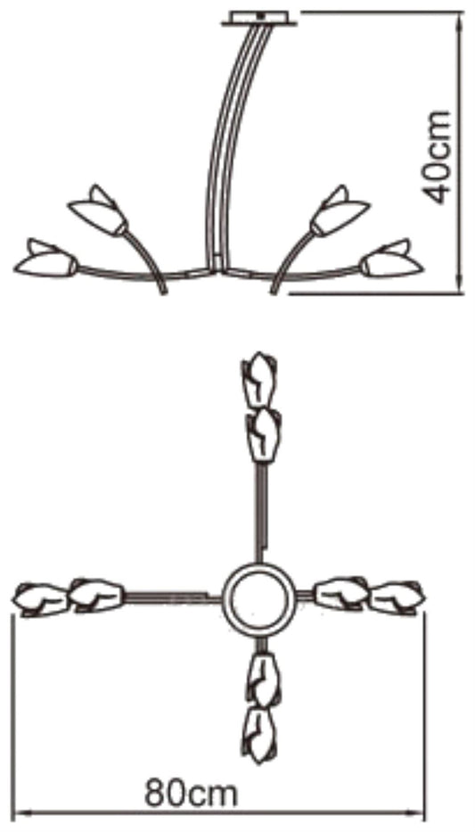 Mantra Pietra Pendant 4 Arm 8 Light G9, Polished Chrome