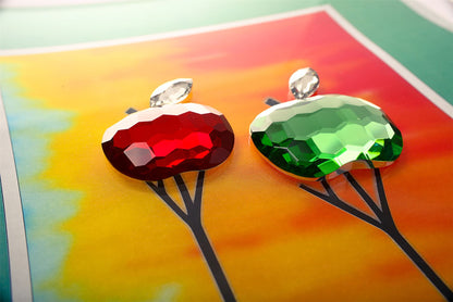 Diyas Home Crystal Wall Art (DH) Nature Apples, Black Frame, Amber, Green, Red Crystal Framed