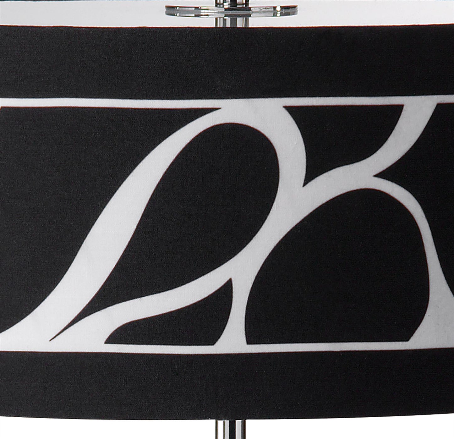Mantra Manhattan Table Lamp 2 Light L1/SGU10, Polished Chrome/Frosted Glass with Black Patterned Shade, CFL Lamps INCLUDED