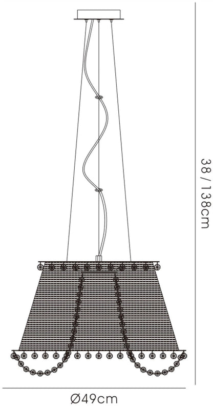 Diyas Lanzo 49cm  4 Light E14 Black Chrome/Crystal Ceiling Pendant Light Fitting