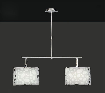 Mantra Lupin Linear Pendant 2 Light E27 Line Large, Gloss White, White Acrylic, Polished Chrome, CFL Lamps INCLUDED