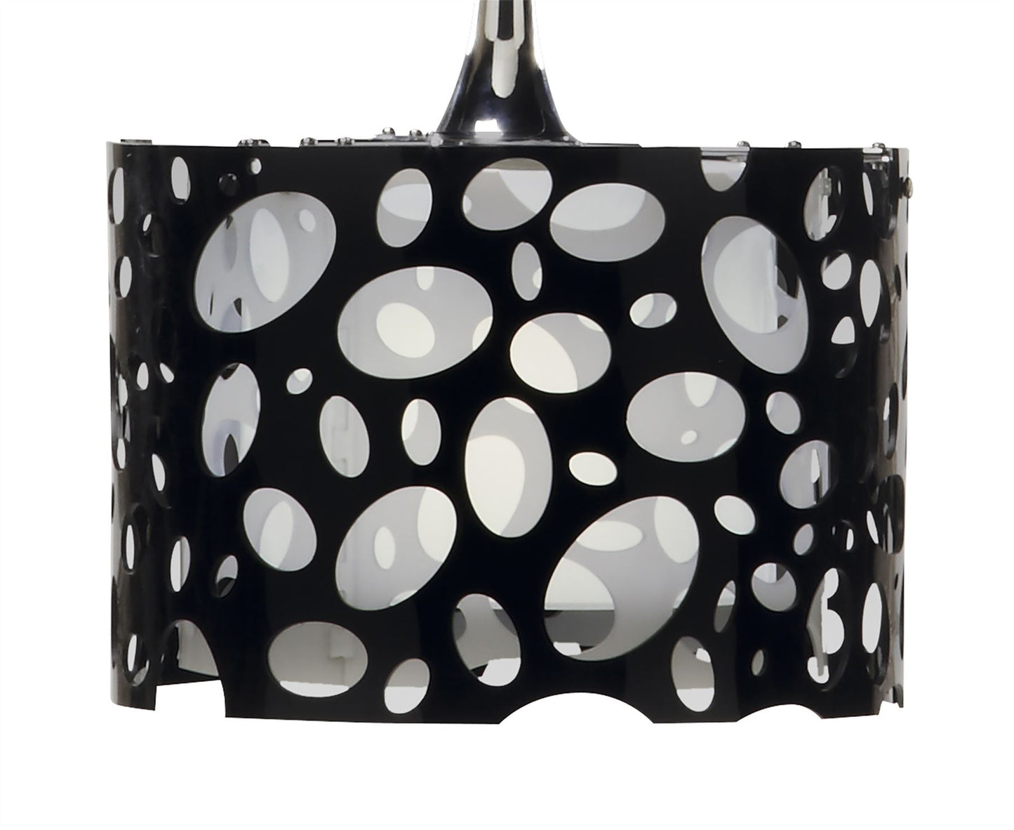 Mantra Lupin 30cm Pendant 1 Light E27, Gloss Black/White Acrylic/Polished Chrome, CFL Lamps INCLUDED