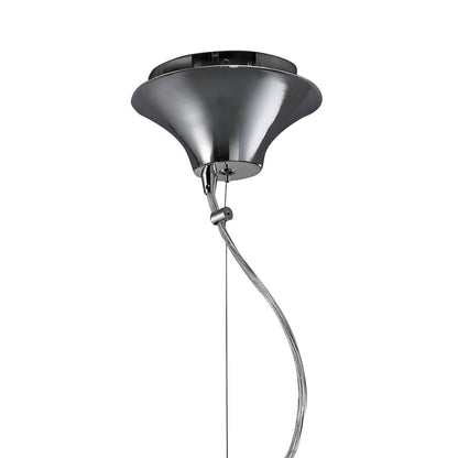 Mantra M3858 Tiffany Pendant 3+1 Light E27+G9, Polished Chrome with White Shade & Clear Crystal