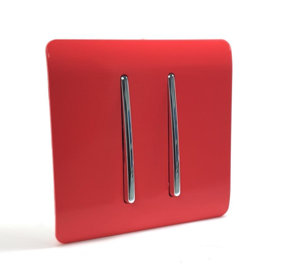 Trendi 2 Gang Artistic Modern Glossy Tactile Home Automation Switch Strawberry