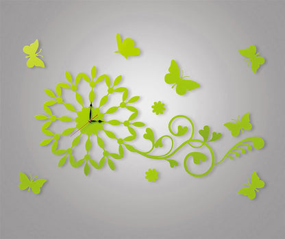 Diyas Home (DH) Infinity Butterfly Wall Art Clock Green/Crystal Wall