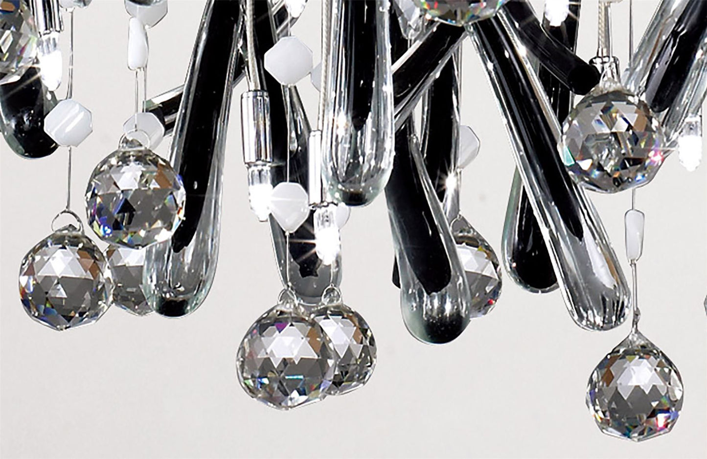 Diyas Class  Square 20 Light G4 Polished Chrome/Black Glass/Crystal, NOT LED/CFL Compatible Ceiling Pendant Light Fitting