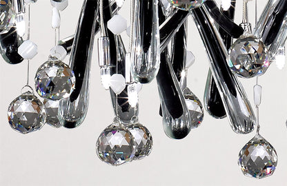 Diyas Class  Square 20 Light G4 Polished Chrome/Black Glass/Crystal, NOT LED/CFL Compatible Ceiling Pendant Light Fitting