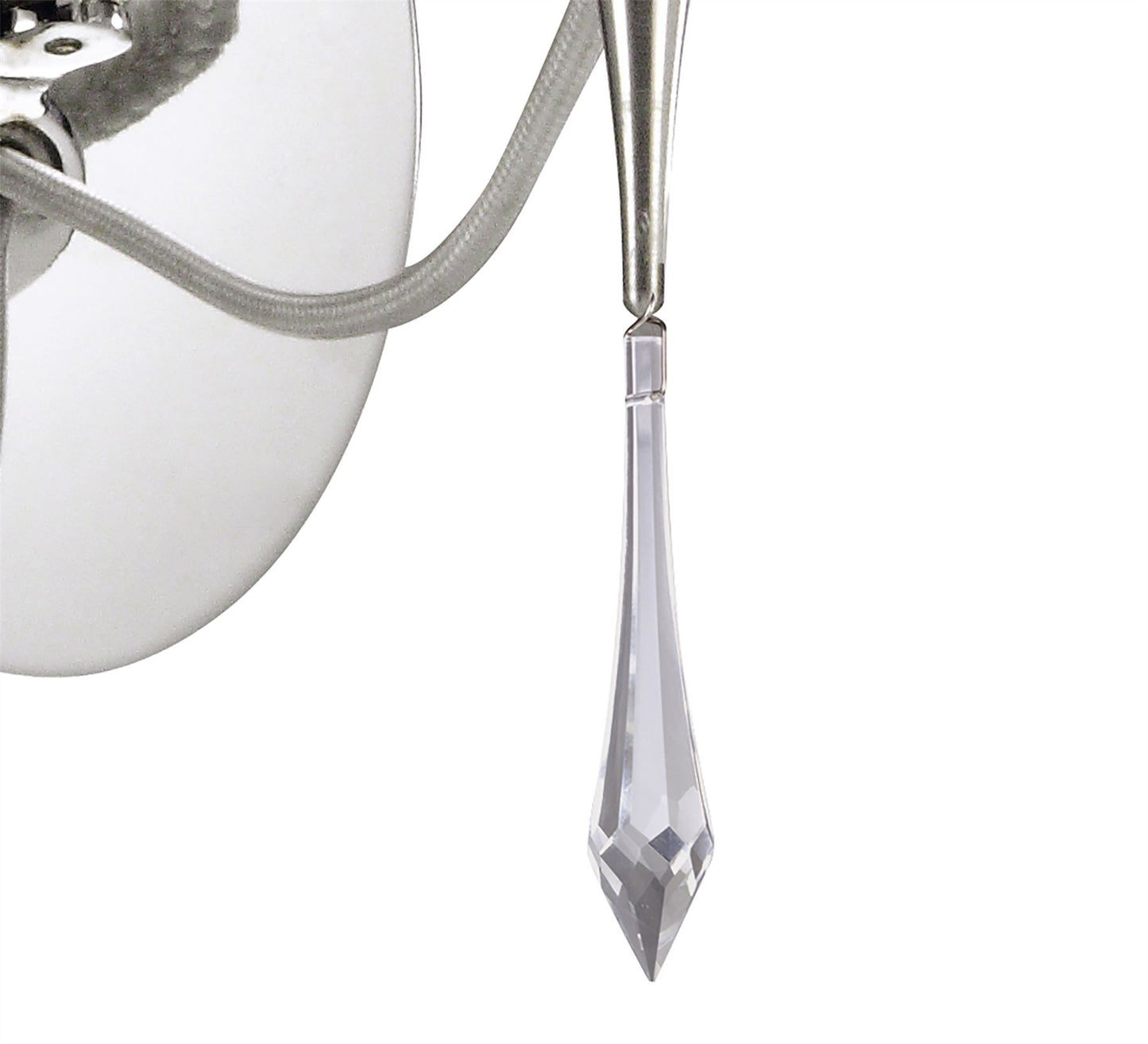 Mantra Lucca Wall Light Switched 1 Light E27, Polished Chrome with White Shade & Clear Crystal
