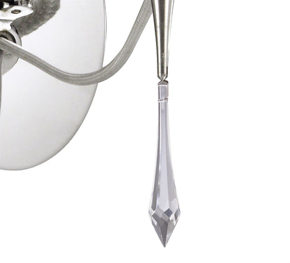 Mantra Lucca Wall Light Switched 1 Light E27, Polished Chrome with White Shade & Clear Crystal