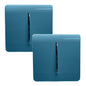 Trendi 1 Gang 2 Way 240V Screwless Artistic Modern Glossy 10 Amp Chrome Rocker Electrical Wall Light Switch in Ocean Blue (2 pack)