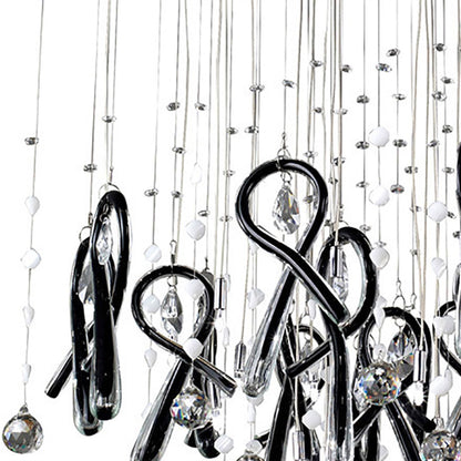Diyas Class  Square 20 Light G4 Polished Chrome/Black Glass/Crystal, NOT LED/CFL Compatible Ceiling Pendant Light Fitting