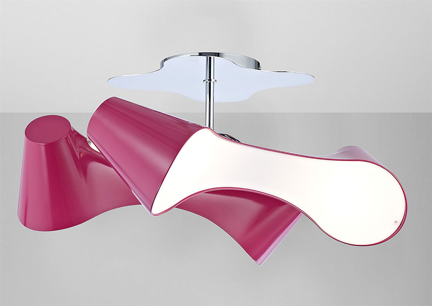 Mantra Ora Rectangular Ceiling 2 Arm 4 Light E27, Gloss Purple/White Acrylic/Polished Chrome, CFL Lamps INCLUDED