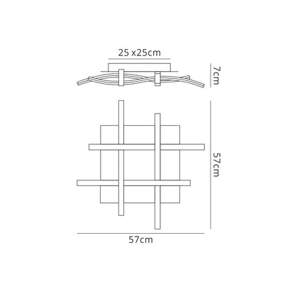 Mantra M5828 Nur Brown Oxide Square Ceiling 34W LED 2800K, 2600lm, Dimmable Frosted Acrylic/Brown Oxide, 3yrs Warranty - M5828 Ceiling