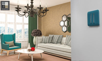 Trendi 2 Gang Artistic Modern Glossy Tactile Home Automation Switch Bright Teal