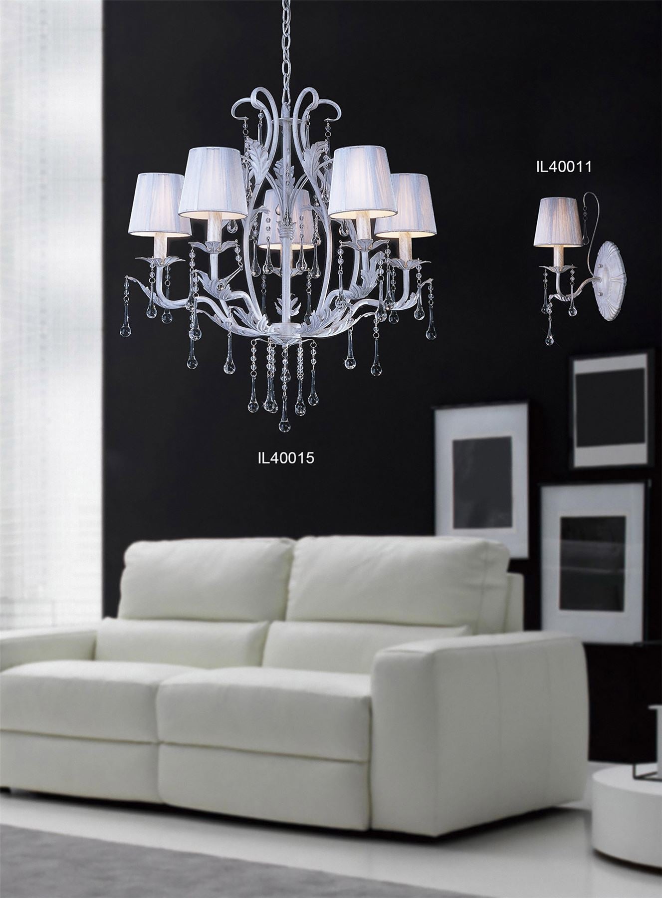 Diyas Flur 62cm  Round 5 Light E14 White French Gold Ceiling Pendant Light Fitting