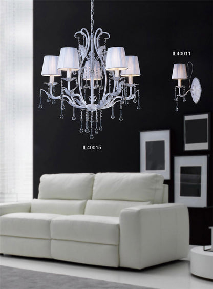 Diyas Flur 62cm  Round 5 Light E14 White French Gold Ceiling Pendant Light Fitting