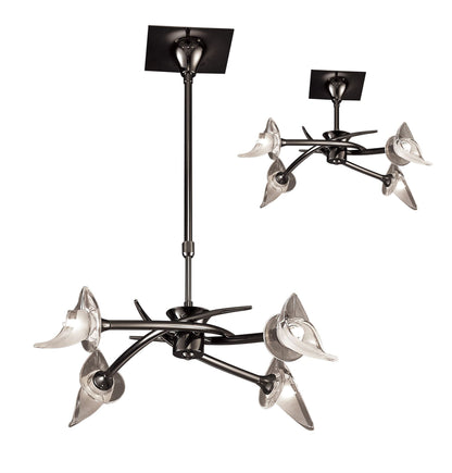 Mantra Flavia 54cm Telescopic Pendant Convertible To Semi Flush Round 4 Light G9, Black Chrome