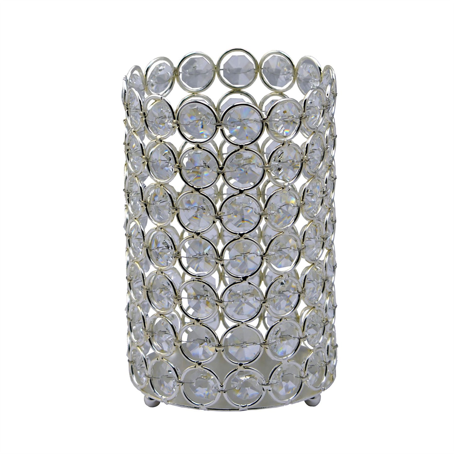Diyas Home (DH) Malo Large Cylinder Crystal Candle Holder Crystal