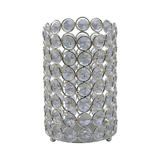 Diyas Home (DH) Malo Large Cylinder Crystal Candle Holder Crystal