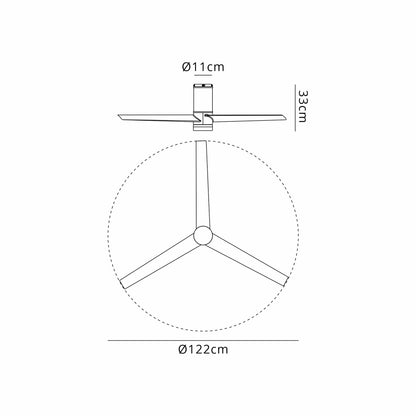Up Down 1.2m 45W LED Dimmable Ceiling Light With Built-In 35W DC Fan, 2700-5000K Remote Control, 4950lm, White, 5yrs Warranty