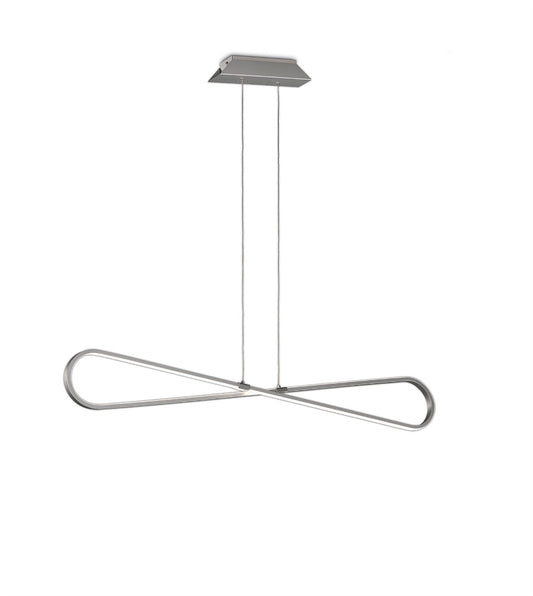 Mantra M5870 Bucle Linear Pendant 42W LED 3000K, 3650lm, Polshied Chrome, White, White Acrylic, 3yrs Warranty