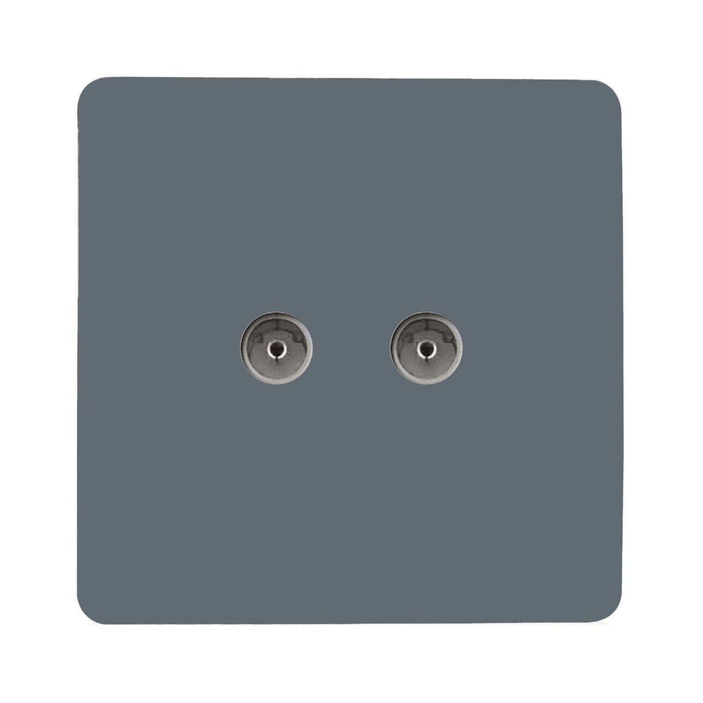 Trendi Artistic Modern Glossy Tactile 2 Gang TV Socket Warm Grey