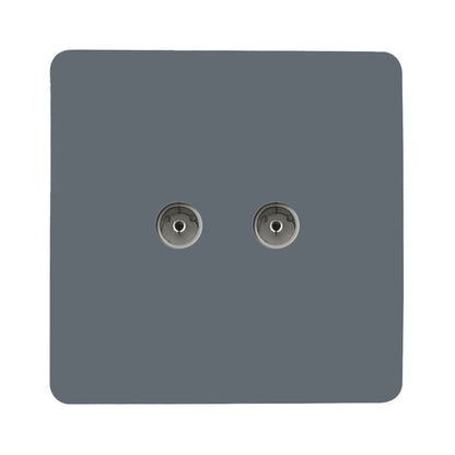 Trendi Artistic Modern Glossy Tactile 2 Gang TV Socket Warm Grey