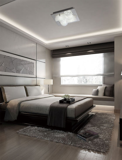 Diyas Starlis Square Flush  4 Light G9 Polished Chrome/Glass/Crystal Ceiling Light Fitting