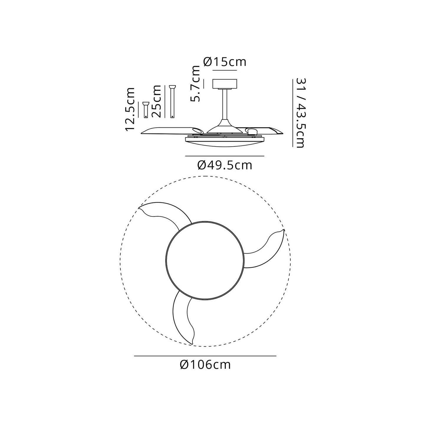 Slim Fan 50cm 50W LED Dimmable Ceiling Light With Built-In 30W DC Fan, 2700-5000K Remote Control, 3500lm, Wood, 5yrs Warranty