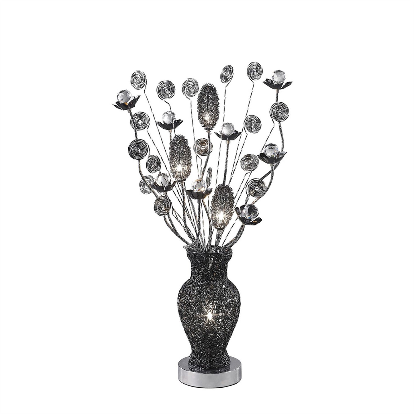 Diyas Home Nevada Aluminium (DH) Nevada Crystal Table Lamp 4 Light G4 Black, NOT LED/CFL Compatible