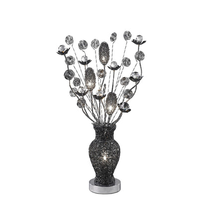 Diyas Home Nevada Aluminium (DH) Nevada Crystal Table Lamp 4 Light G4 Black, NOT LED/CFL Compatible