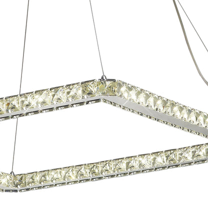 Diyas Galaxy  Square Large 36W LED 4000K Polished Chrome/Crystal Ceiling Pendant Light Fitting