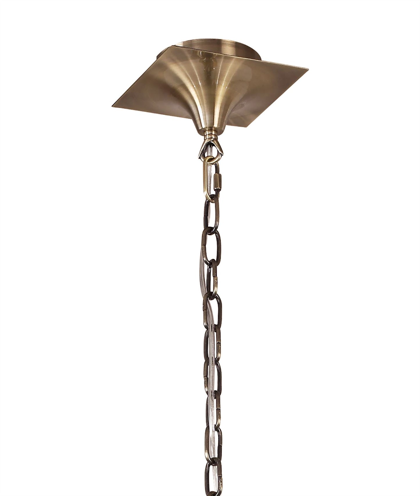 Mantra Akira Linear Pendant 2 Arm 6 Light E14, Antique Brass with Cream Shades