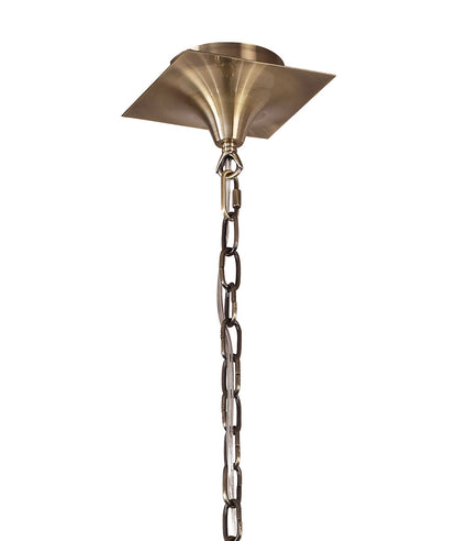 Mantra Akira Linear Pendant 2 Arm 6 Light E14, Antique Brass with Cream Shades