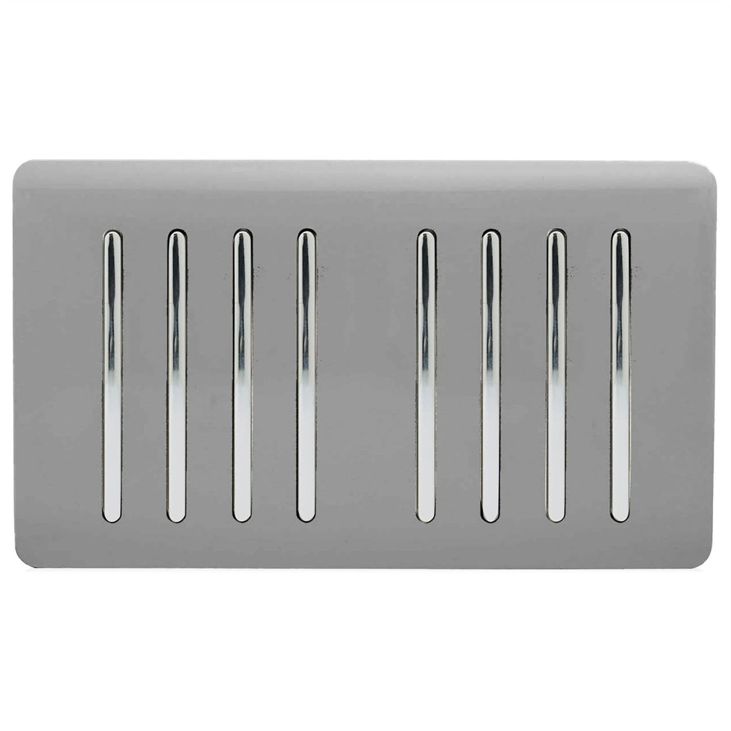 Trendi Artistic Modern Glossy 8 Gang 2 Way Rocker  Double Plate Tactile Light Switch Light Grey