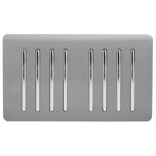 Trendi Artistic Modern Glossy 8 Gang 2 Way Rocker  Double Plate Tactile Light Switch Light Grey