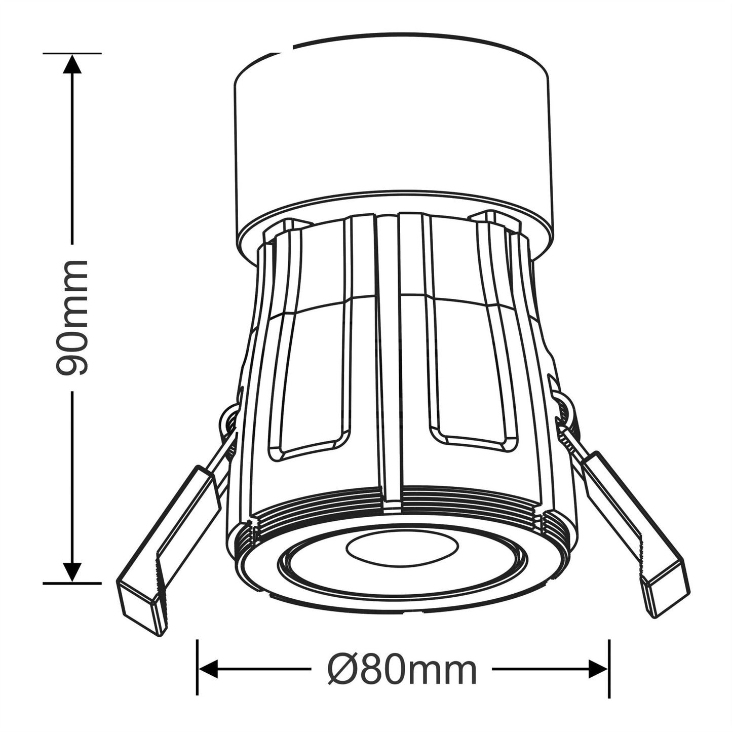 Dlux Bazi, 10W, 350mA Fire Rated Downlight, Dimmable LED Engine, TRIM REQUIRED, Cut Out: 70mm, 760lm, 38° Deg, 2700K, IP65/54, DRIVER INC., 5yrs Warranty