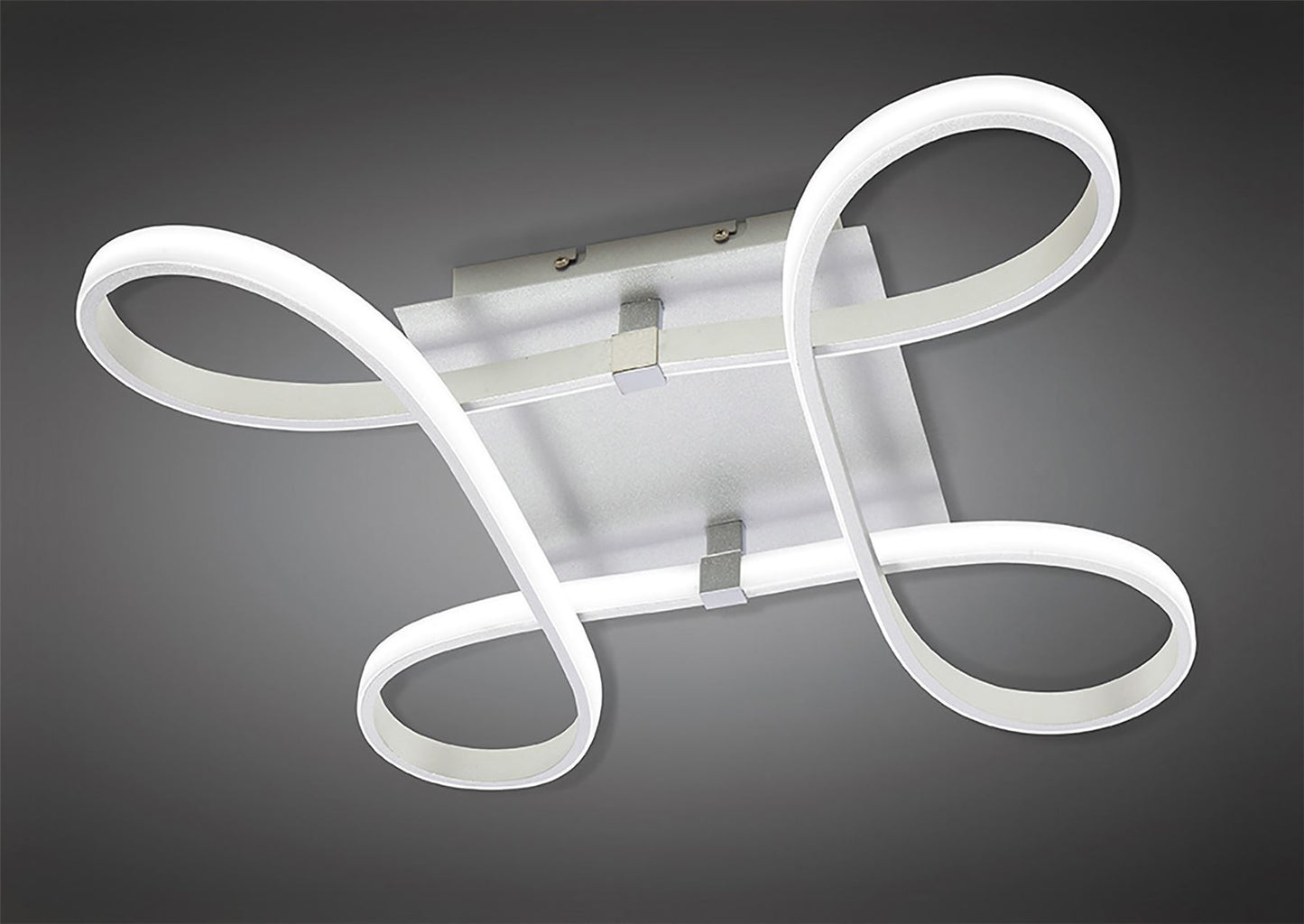 Mantra M4990 Knot Square Ceiling 40W LED 4 Looped Arms 3000K, 3100lm, Silver/Frosted Acrylic/Polished Chrome, 3yrs Warranty - M4990 Ceiling