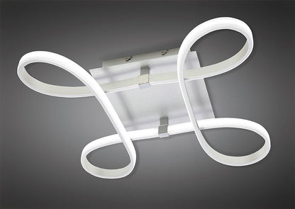 Mantra M4990 Knot Square Ceiling 40W LED 4 Looped Arms 3000K, 3100lm, Silver/Frosted Acrylic/Polished Chrome, 3yrs Warranty - M4990 Ceiling