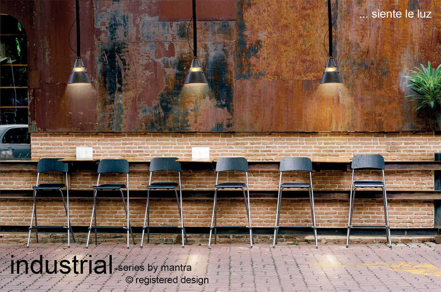 Mantra M5442 Industrial Ceiling 1 Light 40W E27 Oxide Metal, Black Belt