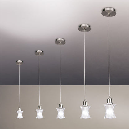 Mantra Alaska GU10 11cm Square Pendant 1 Light L1/SGU10, Satin Nickel, CFL Lamps INCLUDED
