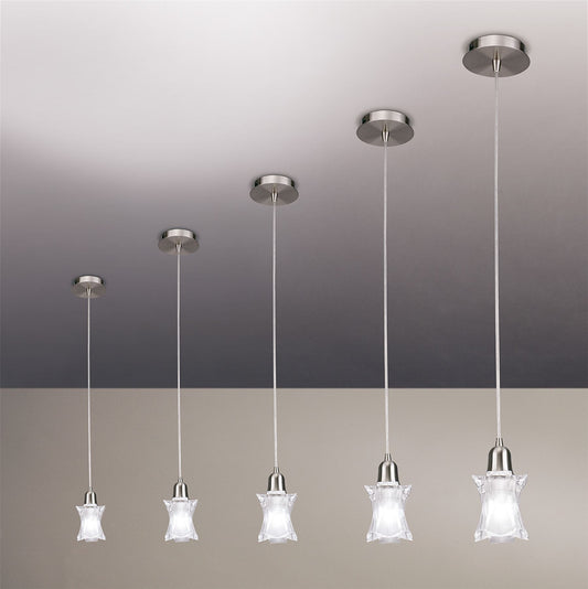 Mantra Alaska GU10 11cm Square Pendant 1 Light L1/SGU10, Satin Nickel, CFL Lamps INCLUDED