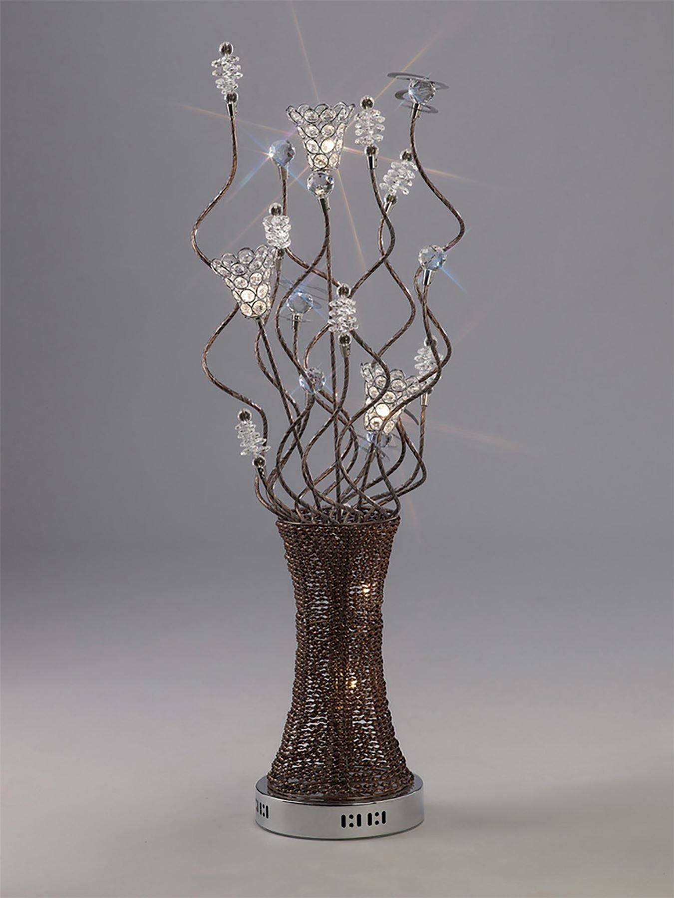 Diyas Home Kristal Aluminium (DH) Kristal Crystal Table Lamp 5 Light G4 Polished Chrome/Coffee/Silver, NOT LED/CFL Compatible