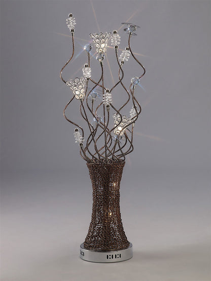 Diyas Home Kristal Aluminium (DH) Kristal Crystal Table Lamp 5 Light G4 Polished Chrome/Coffee/Silver, NOT LED/CFL Compatible